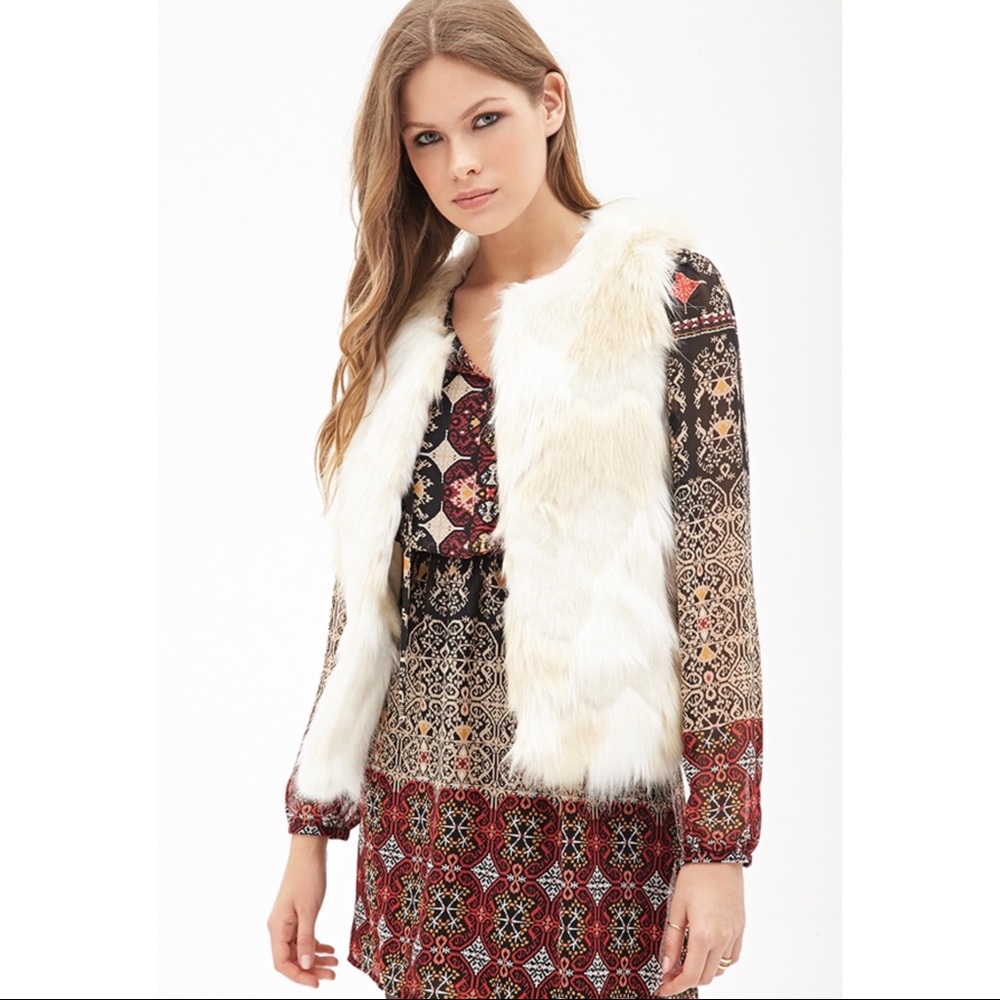 White Boho Faux Fur Vest